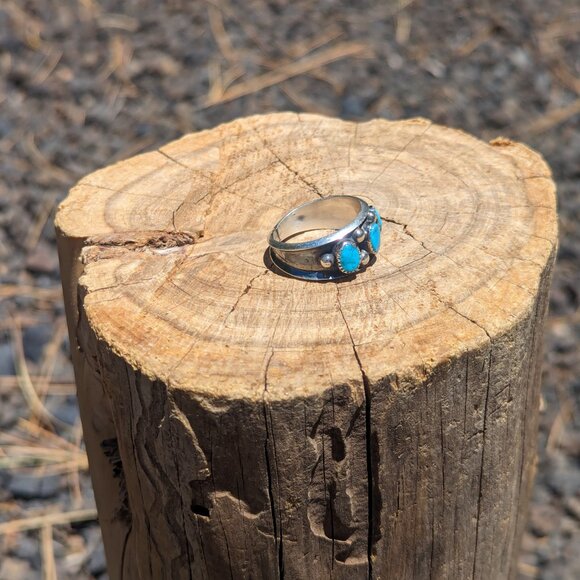 Navajo Turquoise Ring Native American Sterling Handmade Jewelry Sz 10.25US*** - Picture 5 of 8